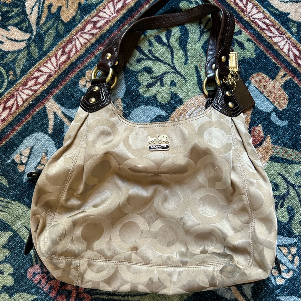 Coach Tan and Brown Shoulder Bag 3 compartments